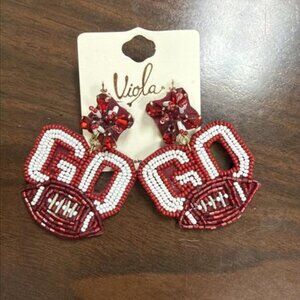 "GO" Football Beaded Earrings - NEW